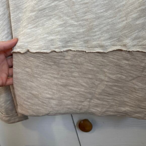 Free People Beach beige cowl neck slub cotton top Two Body M/L - Picture 5 of 8